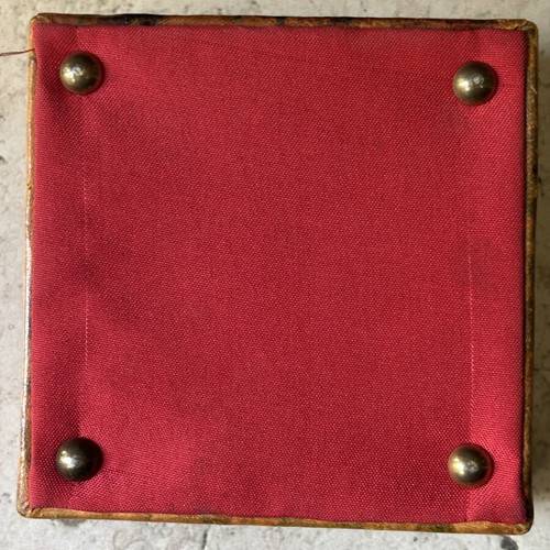 Small storage box used, camel leather with Egyptian design