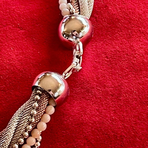 Necklace 38cm with braided double rows of pink and white gold like new