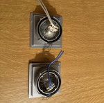 Set of 2 square recessed ceiling spotlights, grey metallic