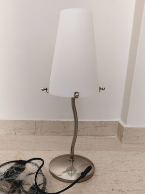 Table lamp portatif with white glass shade new