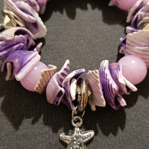Summer purple bracelet with shells like new