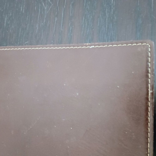 Leather placemats used, brown, pack of 6, Italian with decorative stitching
