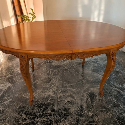 Handcrafted Carved Dining Set Solid Wood Oval Table with 6 Chairs like new