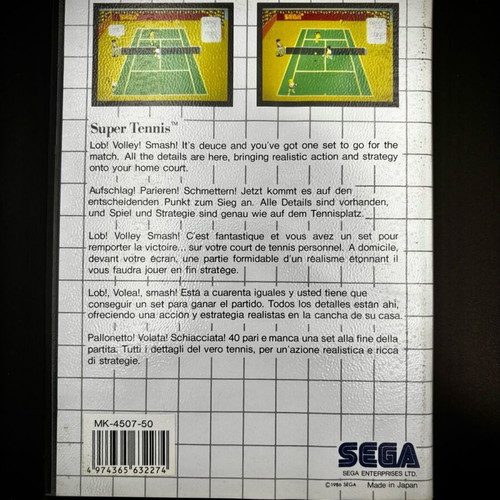 Super Tennis Sega Mark III / Master System like new, complete set