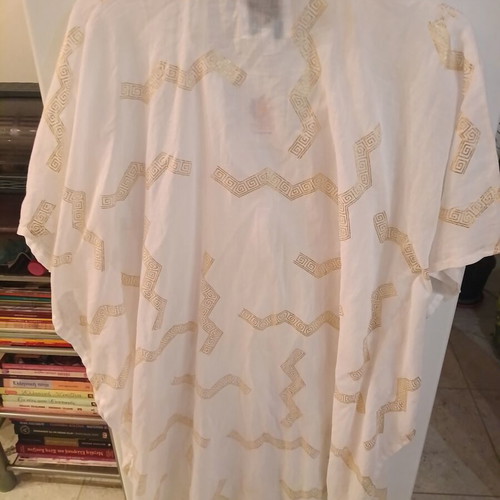 Beach kaftan, white and gold