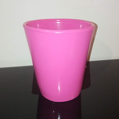 Ceramic Orchid Pot fuchsia glossy like new