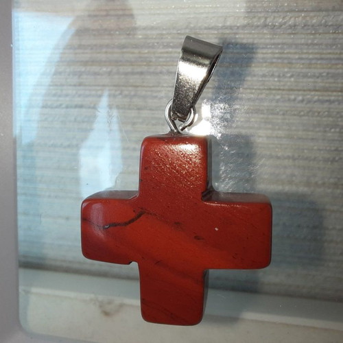 Cross made of natural red jasper stone new 20mm