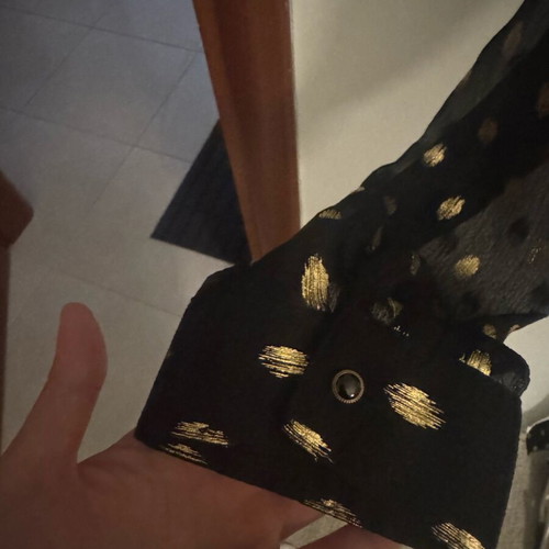 Wrap shirt black with gold details like new, size M