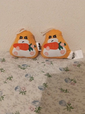 Hamsta plush keychain set of 2 like new, 9cm, orange