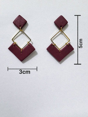Polymer clay earrings like new, handmade, purple and gold