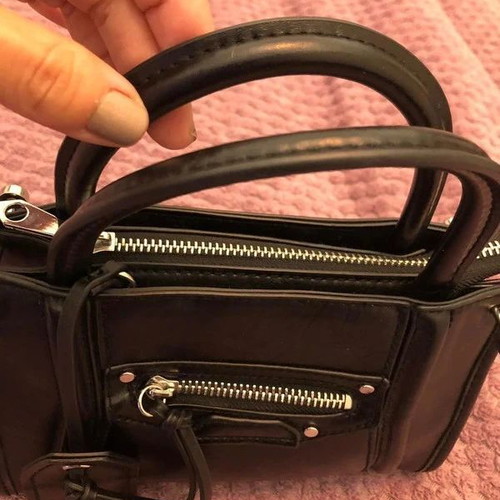 H&M mini black leather handbag new with rock details