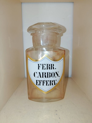 Old pharmacy bottle used with handmade label
