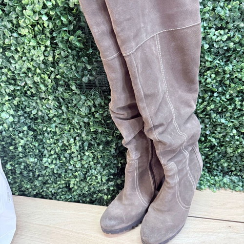 Nak Suede Tall Boots Size 40 Like New Beige Brown