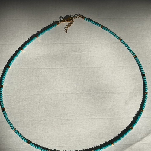 Handmade minimal necklace with howlite and hematite new