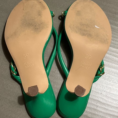 Jenny Fairy green leather sandals like new with gold details size 39