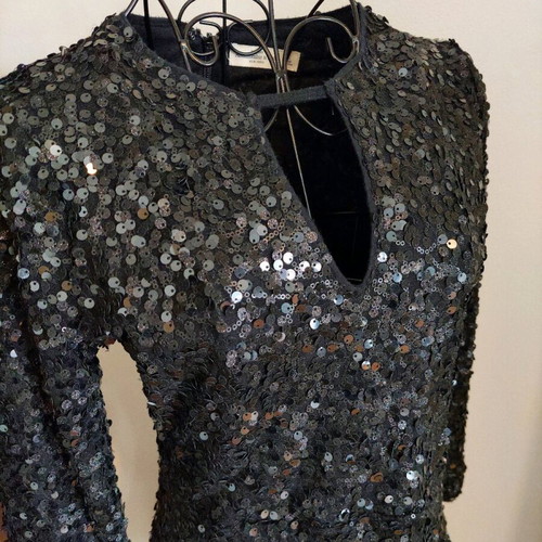Abercrombie & Fitch Mini Evening Dress Black with Sequins Small Like New