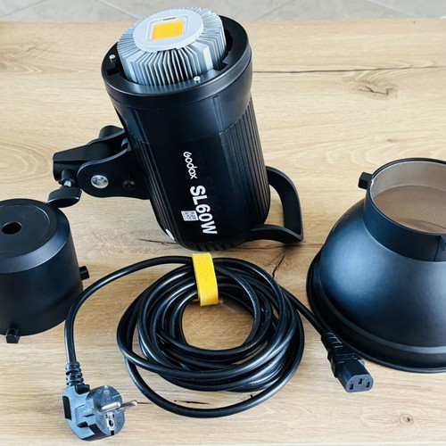 Godox SL60W LED continuous light with Bowens mount and accessories