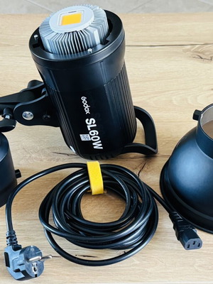 Godox SL60W LED continuous light with Bowens mount and accessories