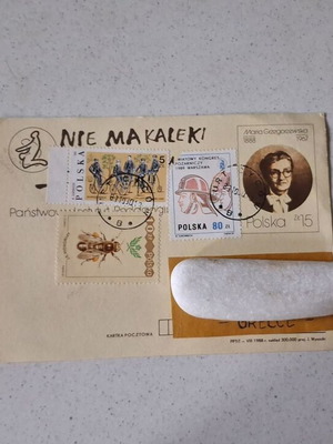 Polish commemorative postcard 1988 used, Maria Grzegorzewska & firefighter