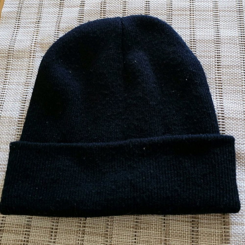 Knitted black beanie hat new, one size