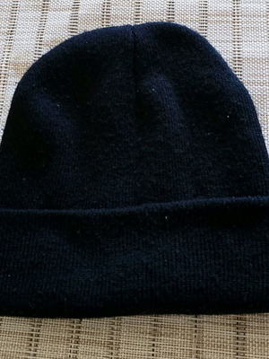 Knitted black beanie hat new, one size