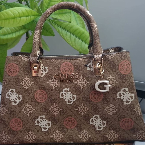 Guess Eliette Logo Girlfriend Satchel, latte logo multi