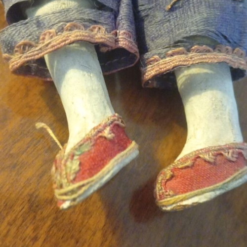 Chinese doll with traditional silk costume 1920s used