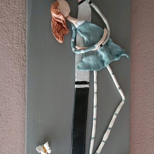 Wooden wall decoration handmade, like new with couple design