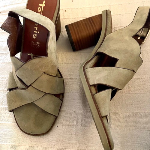 Tamaris leather sandals new, size 37, model LT Olive