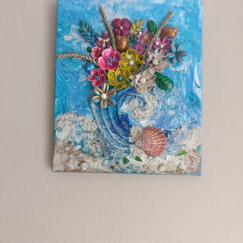 3D Mixed Media Seashell Wall Art New Luxury Coastal Decor