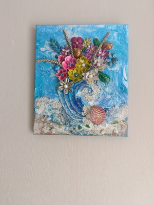 3D Mixed Media Seashell Wall Art New Luxury Coastal Decor