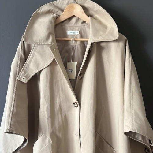 Cotton poncho trench coat new, beige, size M