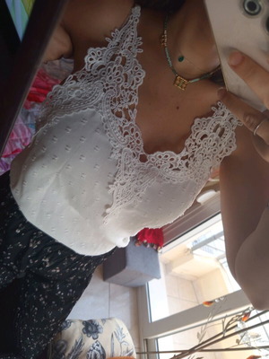 Top lace size M new, white with adjustable straps