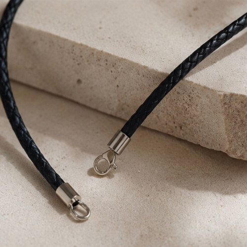 Necklace 5 cm genuine leather with 925 silver clasp new