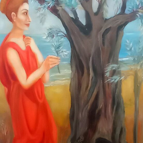 Oil painting on canvas 60x90 cm "Ancient Olive" new
