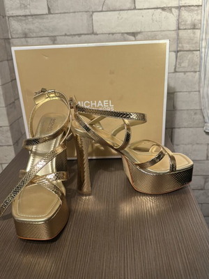 Michael Kors platform sandals new, size 37.5, fits 38, gold