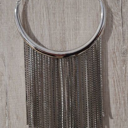 H&M long silver steel necklace