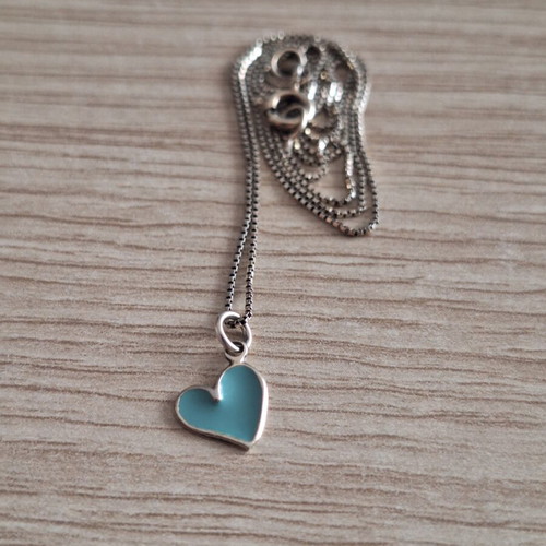 Silver 925 gold-plated heart necklace like new, turquoise