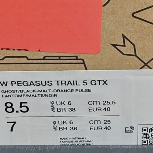 Nike W Pegasus Trail 5 GTX shoes new, Ghost Black-Malt-Orange Pulse, sizes 40-40.5