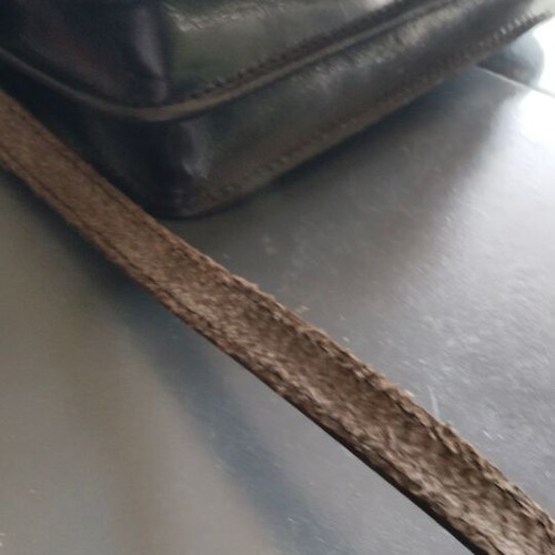 Women's crossbody bag like new, black genuine leather, Greek made