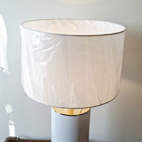 Vintage Italian Table Lamp White like new Porcelain with Brass Gilded Details