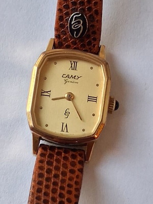 Camy Geneve 8817 women's mechanical Swiss watch used, beige and gold