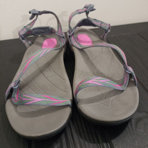 Teva Zirra women's hiking sandals, size 39, grey with pink and green details