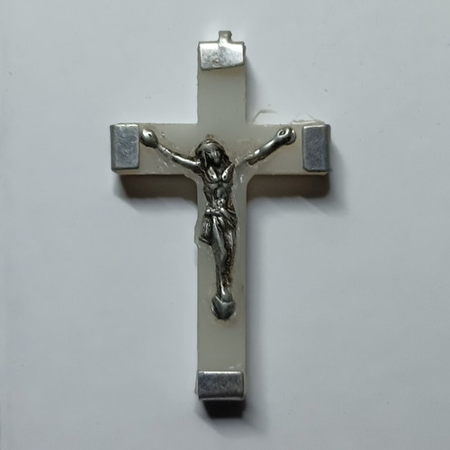 Metal-plastic cross with Christ from Jerusalem like new