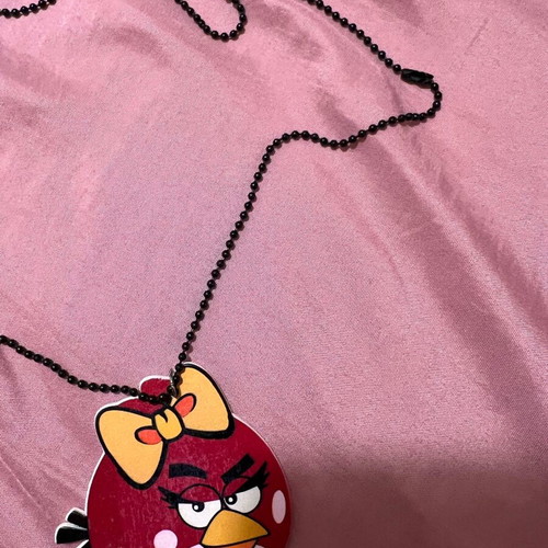 Angry Birds Red Bird wooden pendant necklace like new