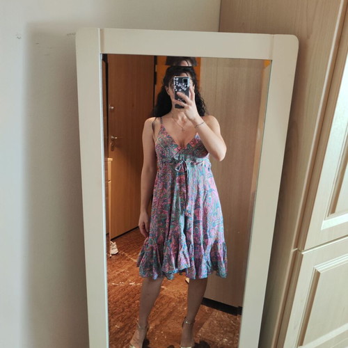 Indian dress new with ruffle straps pink one size