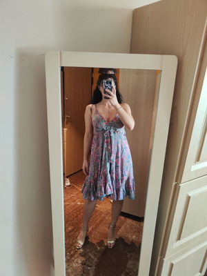 Indian dress new with ruffle straps pink one size