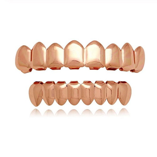 Hip Hop Grillz 8 Set Rose Stainless Steel New