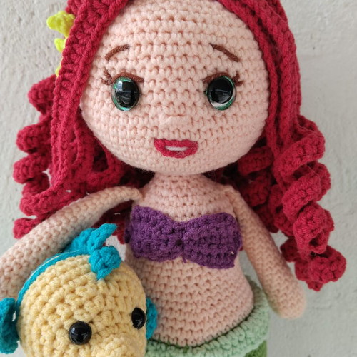 Handmade amigurumi Ariel new mermaid and fish set