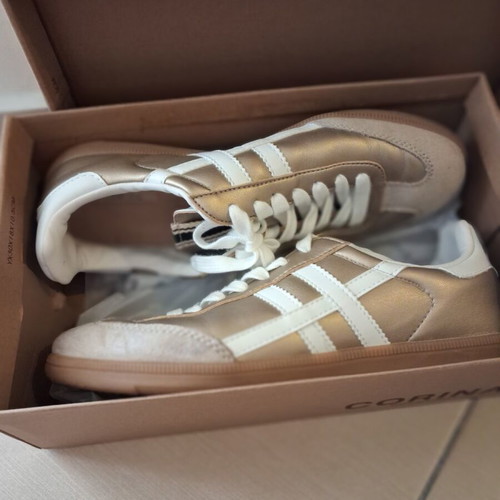 Corina sneakers new, gold with beige, size 39